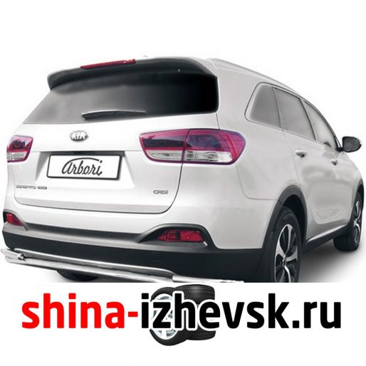 Защита заднего бампера Arbori для Kia Sorento III 2015- (AFZDAKS1510) d57+d42 хром двойная в Ижевске