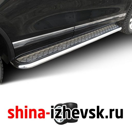Защита штатных порогов Arbori для Volkswagen Touareg II 2010- (AFZDAVWTR06) d57 хром с листом в Ижевске