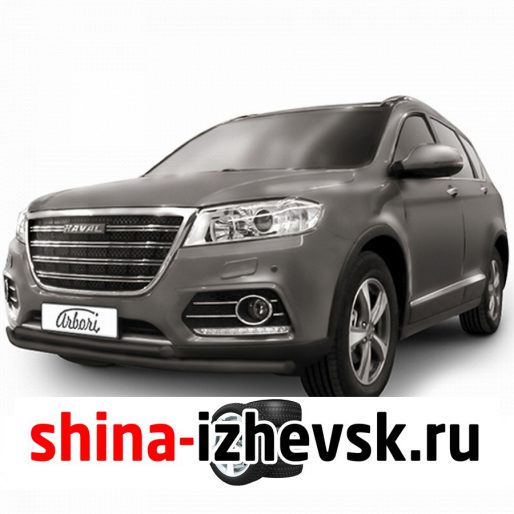 Защита переднего бампера Arbori для Haval H6 2014- (AFZDAHAVH602B) d57+d42 черная двойная в Ижевске