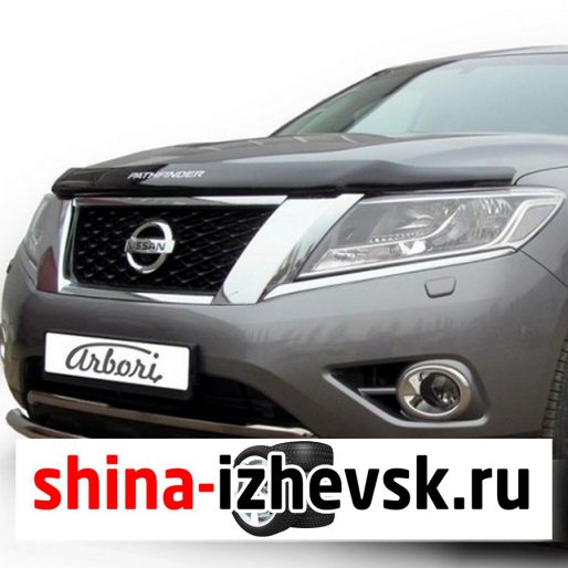 Защита переднего бампера Arbori для Nissan Pathfinder R52 2014- (AFZDANIP1407) d57 хром радиусная в Ижевске