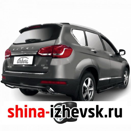 Защита заднего бампера Arbori для Haval H6 2014- (AFZDAHAVH608B) d57 черная в Ижевске